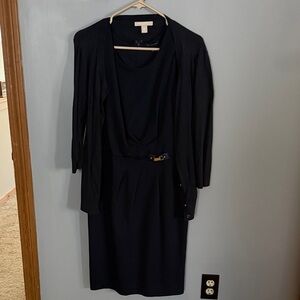 Banana Republic Navy Blue Women's Dress with Matching Cardigan